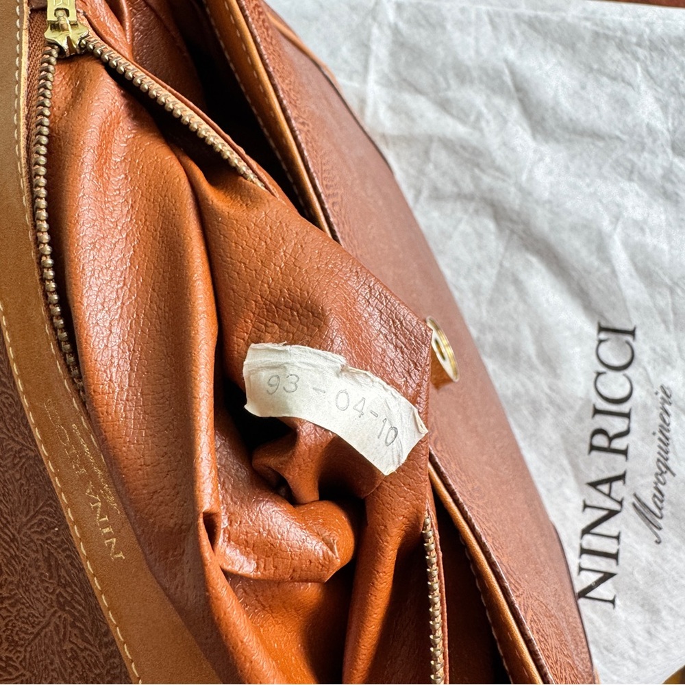 Nina Ricci Two-Tone Brown & Tan Leather Top-Handle Satchel with Shoulder Strap - Picture 7 of 12